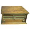 Image 1 : Corticelli walnut slant front spool cabinet, 4 drawers, 3  glass & 1 wood, 23"W x 11"H.