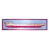 Image 1 : Carved half hull of sailing ship in original blue frame, a wonderful "Folk Art" display piece, 63"W 