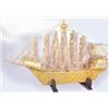 Image 1 : Matchstick Art of old sailing ship, very intricate & unique, C. 1940's, 64"L.