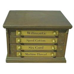 Willimantic four drawer spool cabinet, 23"W x 17"H.