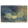 Image 1 : Oil painting of cantaloupe, 16"W x 24"H.