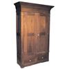 Image 1 : Knockdown 2 door oak wardrobe, 2 drawers, nice finish & angled crown molding, 48"W x 86"H.