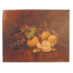 Still life oil painting on canvas of oranges,  20 1/2  W x 16  H.