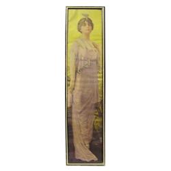 1916 "Pabst Extract" yard long Victorian lady, framed,  8"W x 34"H."