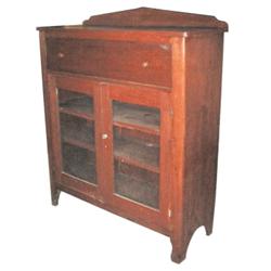 Walnut jelly cupboard w/original chamfered paneled inserts for doors, handmade in Burlington, IA, 42