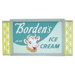 Framed cardboard dimensional soda fountain sign for Borden's Ice Cream, shows  Elsie  46 W x 24 H.