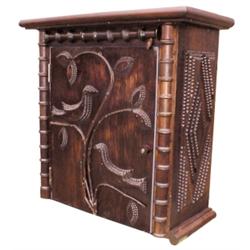 Contemporary "Folk Art" hanging cupboard, solid cherry, 23"H.