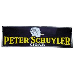 Porcelain sign for "Peter Schuyler Cigar." Good cond. 36"W x 12"H.