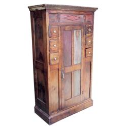 1880's primitive kitchen flour cupboard w/spice boxes, thick pine, NEAT, 32"W x 61"H.