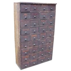 36 drawer apothecary chest, pine, 25"H.