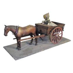 Miniature 1 horse w/cart, Charles Petrovich, 21"L.