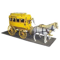 Miniature Hotel carriage w/2 horses, Charles Petrovich, 21"L.