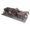 Image 1 : Miniature 2 horses pulling "Overlander Coal Co." wagon, Charles Petrovich, 22"L.