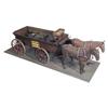 Image 1 : Miniature 2 horses pulling "Overlander Coal Co." wagon, Charles Petrovich, 22"L.