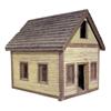 Image 1 : Large handmade 2 pc. wooden cabin, wonderful detail & construction, electrified for display, 39"W X 