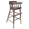 Image 1 : Painted curved spindle back child's high chair, oxblood red paint, 32"H.