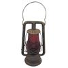 Image 1 : Deitz "Monarch" lantern w/red globe, threaded plug is missing, 19"H.