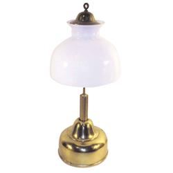 Brass gas light w/white glass shade, 23"H.