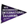 Image 1 : Die Cut triangular porcelain sign for "International Tailoring," 20"W x 17"H.