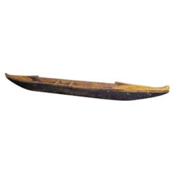 Carved miniature wooden, original surface, Indian trade canoe, unique, 50 L.