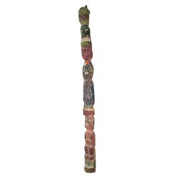 Jointed "Folk Art" Indian totem pole, 19"L.