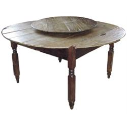 Primitive pine "Lazy Susan" table from log cabin museum in Eudora, MS.