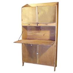 Pine flat-front cupboard w/fold down desk, 38"W x 6'H.