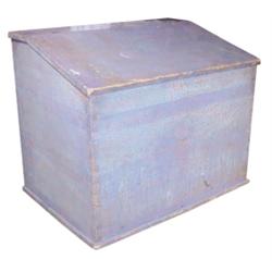 Lift-top blanket chest w/original blue paint w/gold flecks, dovetailed corners, 32"W X 28"H.