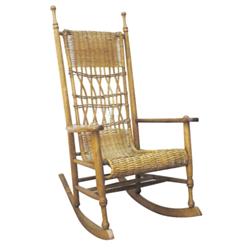Maple rocker with caned seat & back, 47"H.