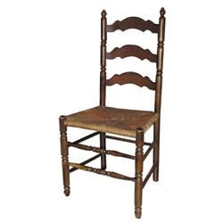 Ladder back chair w/woven seat, 39"H.