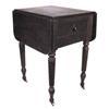 Image 1 : Walnut side table w/dropleaf sides & center drawer, turned legs, C. 1800's, 18 1/2"W.