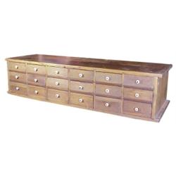 18 drawer apothecary cabinet, pine w/porcelain knobs, 45"W x 36"H.