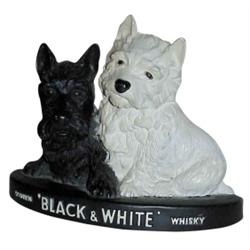 "Black & White" Scotch, figural "Scottie" dog display, plastic.