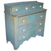 Image 1 : Two over Three drawer stepback dresser, robin's egg blue over pine, porcelain pulls, 35" W x 34" H.