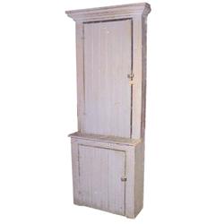 Built-in wainscotted cupboard with pass through, out of 1880's house, gray over red paint, 87" H x 3