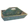 Image 1 : Green wooden silverware caddy, early, 11" H.