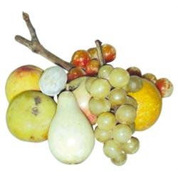 8 pcs. of early stone fruit, includes grapes, pear, oranges peach, apples & nut.