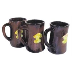 Lot of three pottery "Musketeer" mugs, possibly Weller, 5" H.