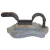 Image 1 : Primitive sugar chopper, iron blade on painted wood base in shape of shield, 14" L.