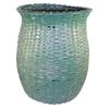 Image 1 : Large green feather basket w/original paint, 26" H x 19" Dia.