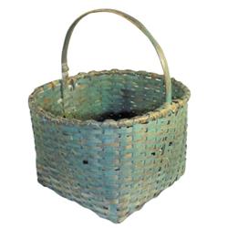 Green gathering basket w/original paint, 17  H x 13  W.