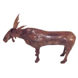 "End of Day" Folk Art iron moose, well made & unusual, 9 1/2"L.