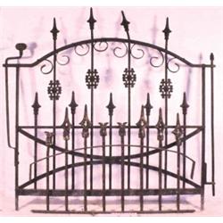 Lot of two:  Victorian iron gate, 42  W &  Piece of fancy iron trim, 31 W.