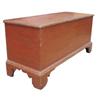 Image 1 : Blanket chest, old red paint, repair on back, C. 1870's, 48" W X 23" H.