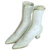 Image 1 : Pair of vintage ladies white high top laced shoes w/chunk heel.