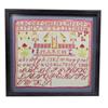 Image 1 : 1888 sampler, nicely framed, old reds, blues & mustard colored, 16 1/2"W x 15 1/2"H.