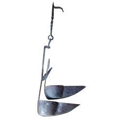 Iron "Betty" lamp, impressed F. Perl Dben, 13"H.