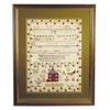 Image 1 : Very old framed sampler of house, great old colors, 29"H x 23 1/2"W.