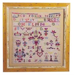 Professionally framed 1863 sampler, nice colors and condition, 18"W x 19"H.