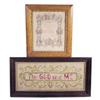Image 1 : Lot of two:  1894 Benton Co., IA, certificate & religious sampler in Victorian walnut frame.